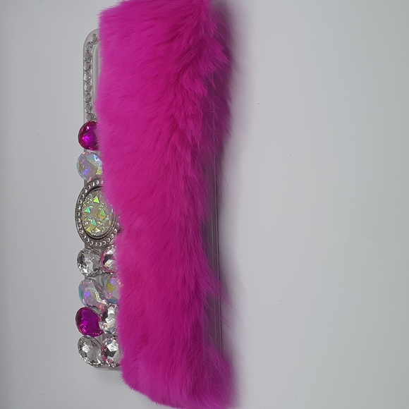 Luxury Rhinestones, Fur Phone Case - Picture 2 of 5
